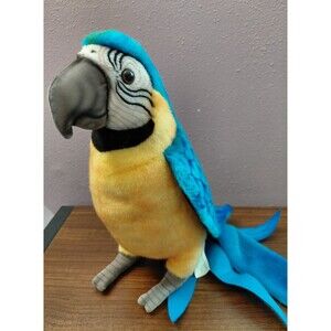 Vtg 2000 Hansa Thomas Boland Co Blue Macaw Parrot Plush Stuffed Animal